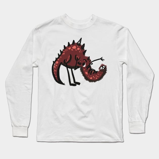 Bowing Salutations Doodle Monster Long Sleeve T-Shirt by SaruHime